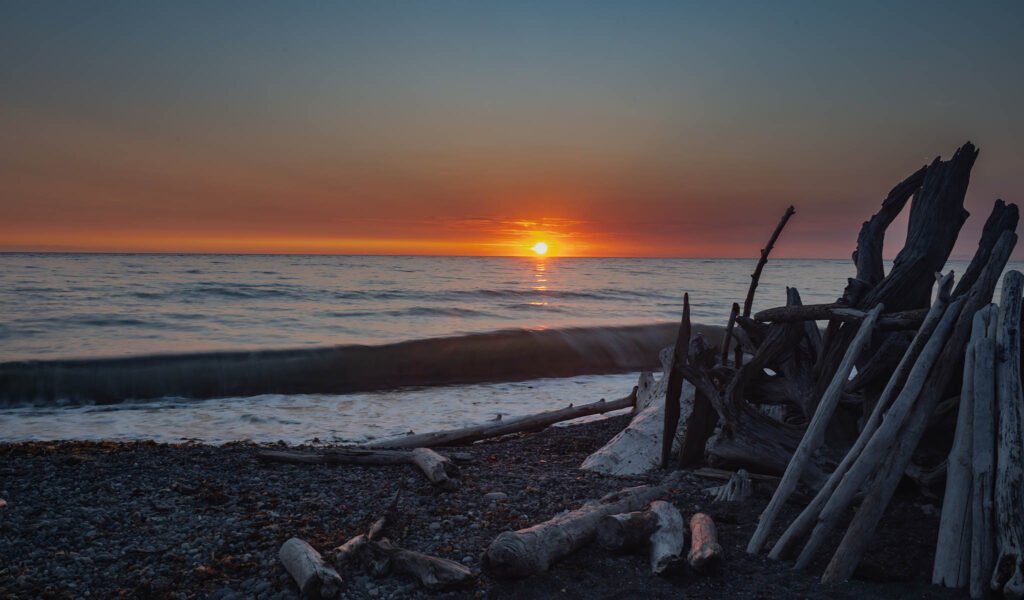 Sunset at Fort Ebey State Park, Whidbey Island, Washington State, USA.