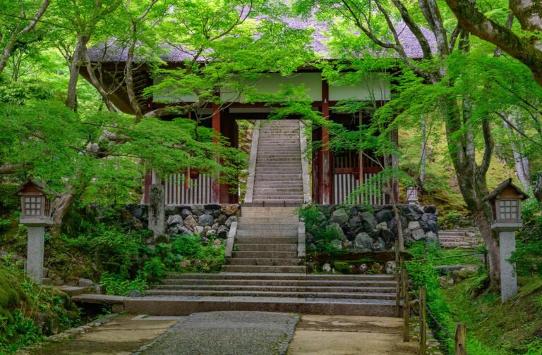 Gate to the Tenryu ji Temple, Kyoto, Japan.